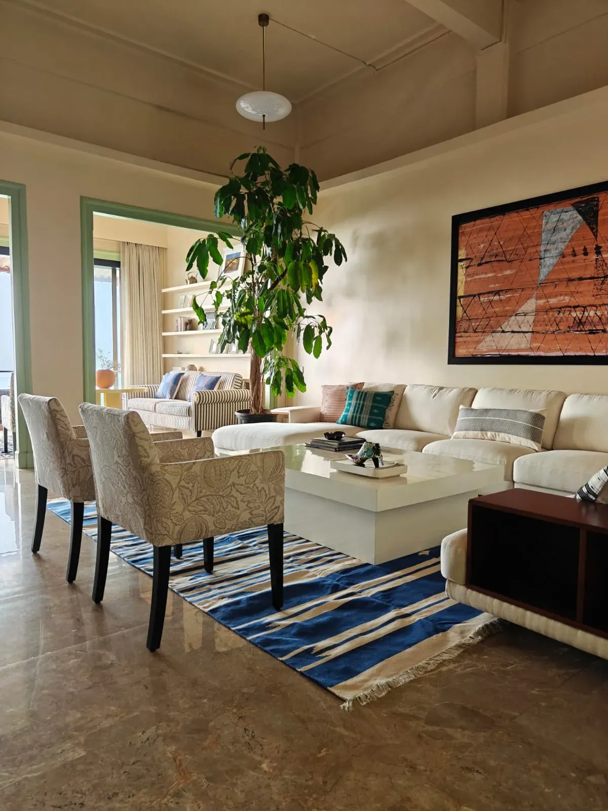 The living room seen from the dining doors at Tranquila